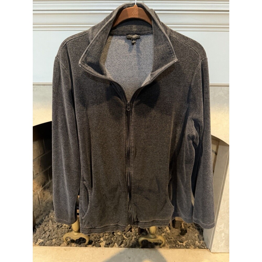 Talbots Terry Zip Front Jacket Size X